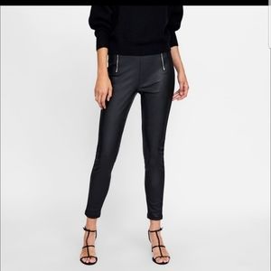 Zara faux leather & suede high rise pants